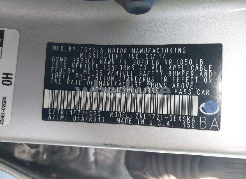 Photo 9 of 2017 Toyota Corolla SE SPECIAL EDITION (VIN 5YFBURHE2HP643856)