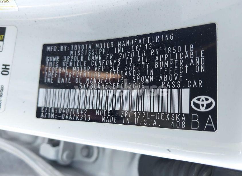 Photo 9 of 2014 Toyota Corolla S PLUS (VIN 5YFBURHE3EP003666)