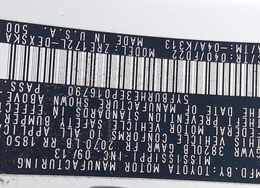 Photo 9 of 2014 Toyota Corolla S PLUS (VIN 5YFBURHE3EP016790)