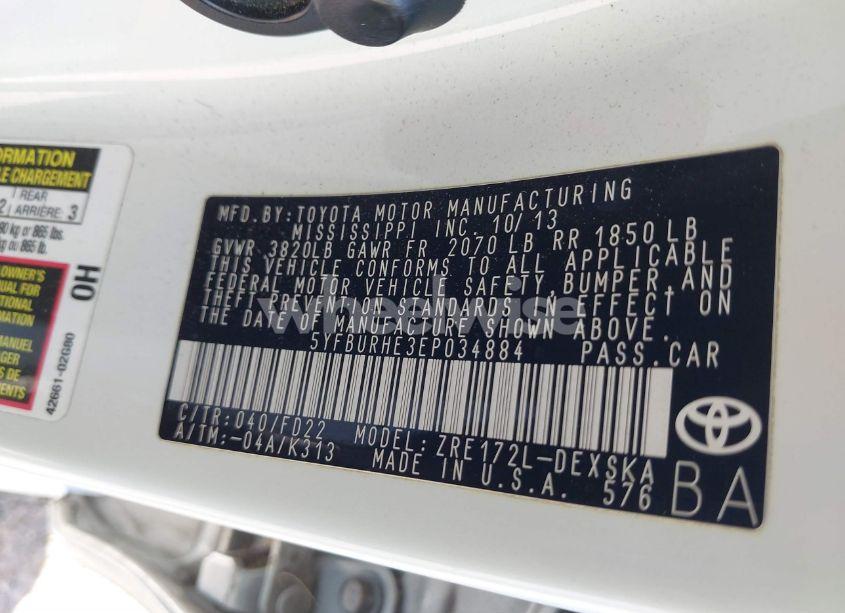 Photo 9 of 2014 Toyota Corolla S PLUS (VIN 5YFBURHE3EP034884)