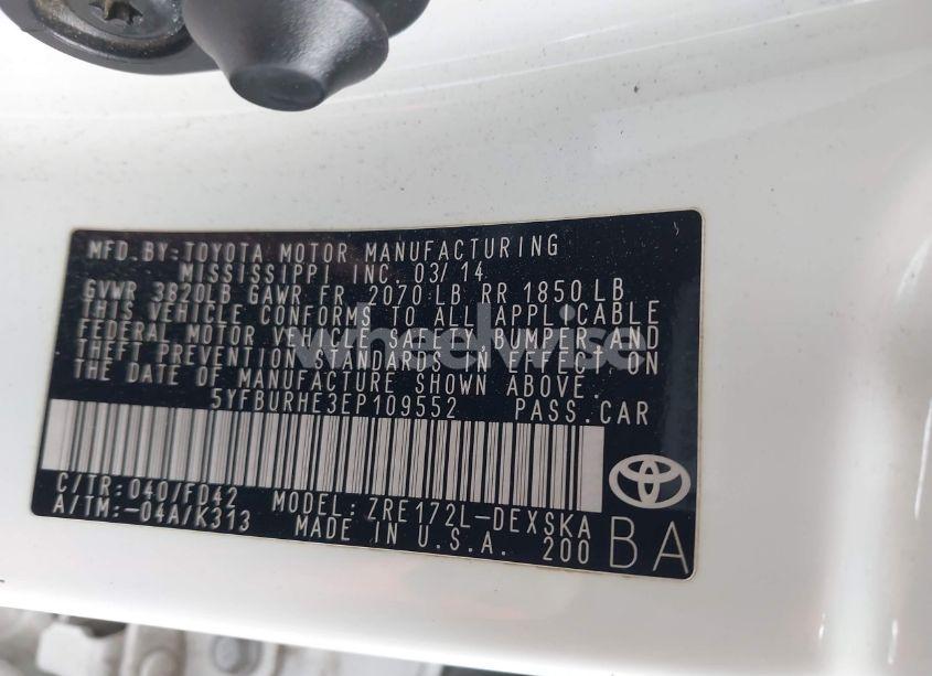 Photo 9 of 2014 Toyota Corolla S PLUS (VIN 5YFBURHE3EP109552)