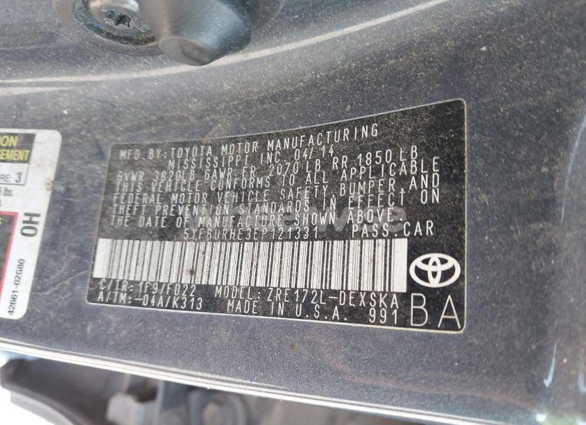 Photo 9 of 2014 Toyota Corolla S PLUS (VIN 5YFBURHE3EP121331)