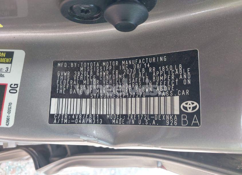 Photo 9 of 2014 Toyota Corolla LE PLUS (VIN 5YFBURHE3EP177270)