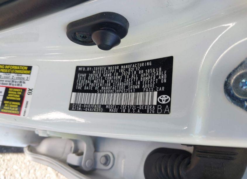 Photo 9 of 2017 Toyota Corolla L (VIN 5YFBURHE3HP657541)