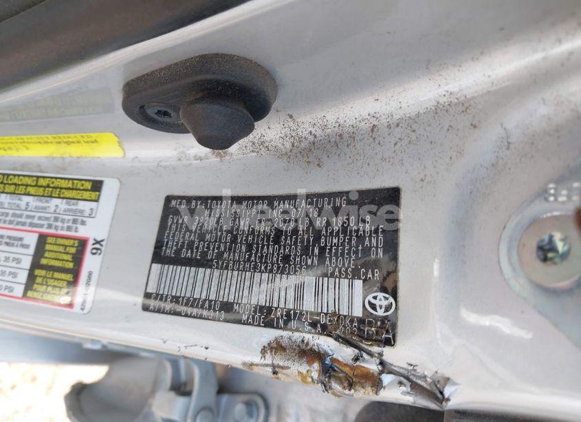 Photo 9 of 2019 Toyota Corolla L (VIN 5YFBURHE3KP873056)