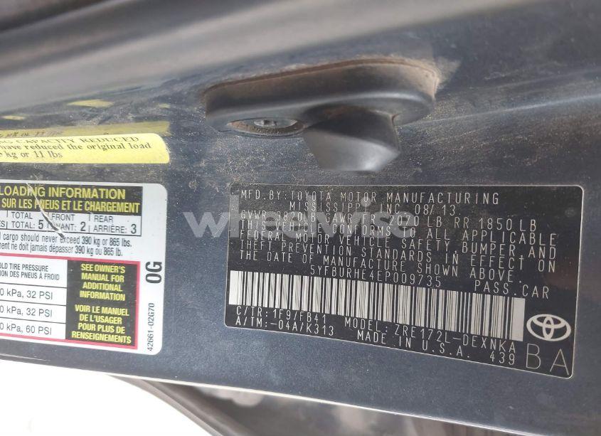 Photo 9 of 2014 Toyota Corolla LE PLUS (VIN 5YFBURHE4EP009735)