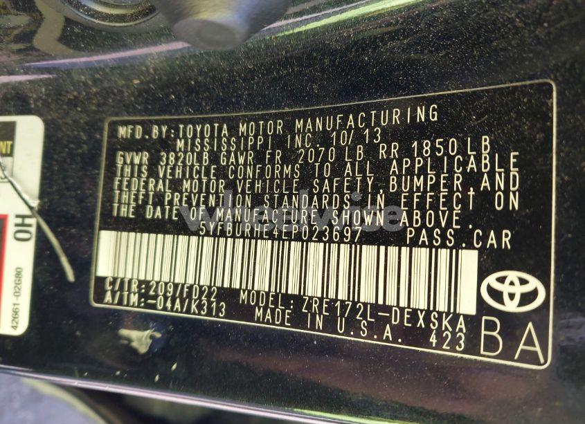 Photo 9 of 2014 Toyota Corolla S PLUS (VIN 5YFBURHE4EP023697)