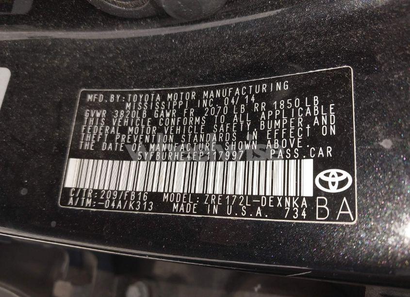Photo 9 of 2014 Toyota Corolla LE (VIN 5YFBURHE4EP117997)