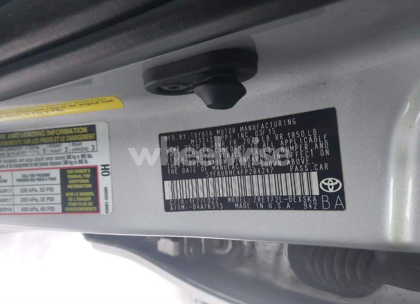 Photo 9 of 2015 Toyota Corolla S PLUS (VIN 5YFBURHE4FP284247)