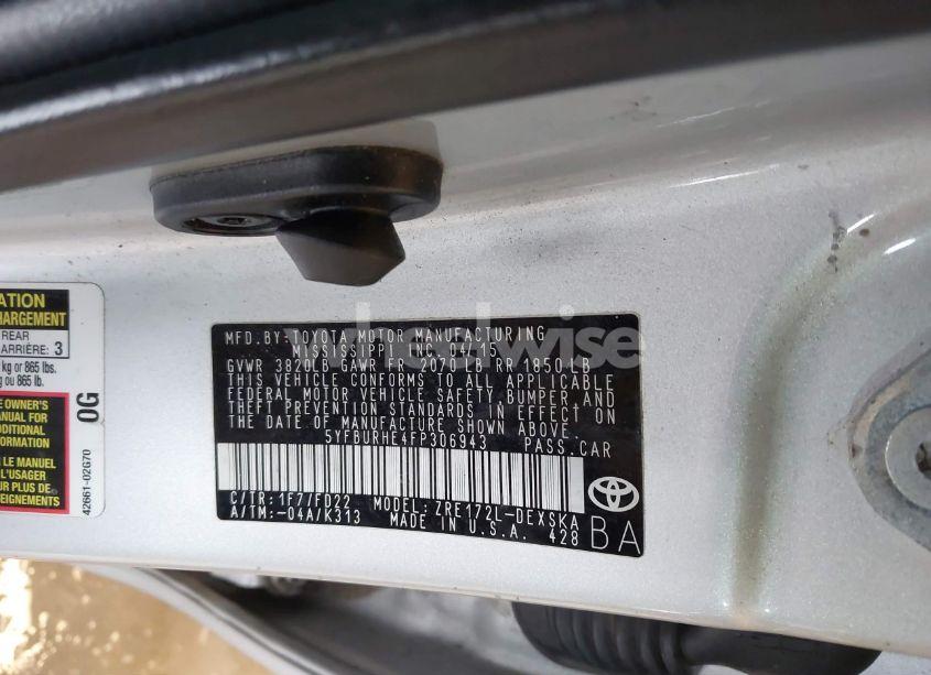 Photo 9 of 2015 Toyota Corolla S (VIN 5YFBURHE4FP306943)