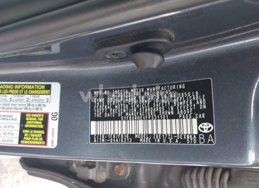 Photo 9 of 2015 Toyota Corolla LE (VIN 5YFBURHE4FP331101)