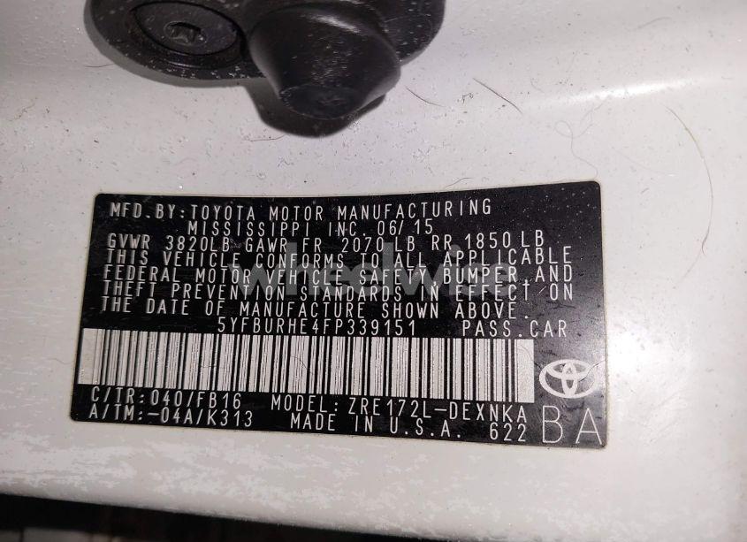 Photo 9 of 2015 Toyota Corolla (VIN 5YFBURHE4FP339151)