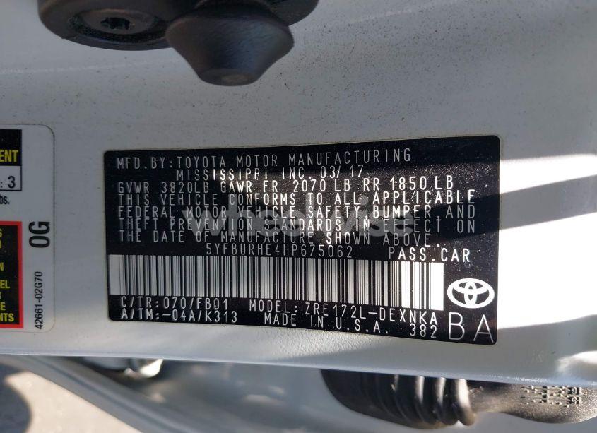 Photo 9 of 2017 Toyota Corolla LE (VIN 5YFBURHE4HP675062)