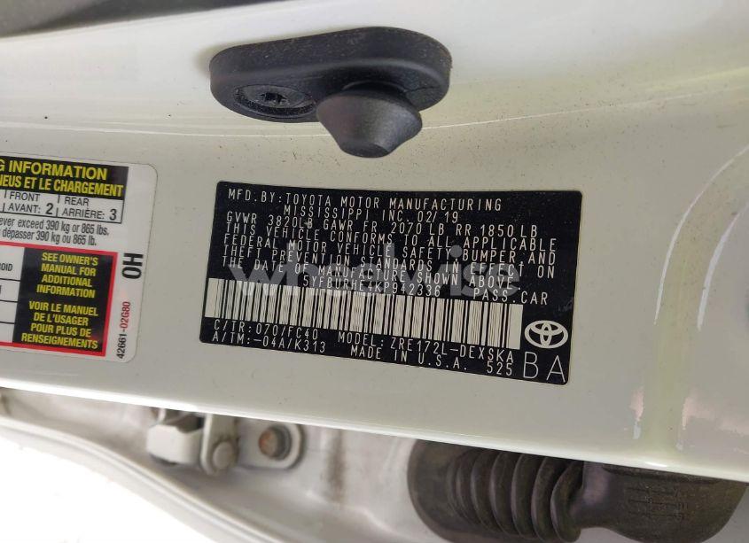 Photo 9 of 2019 Toyota Corolla SE (VIN 5YFBURHE4KP942336)