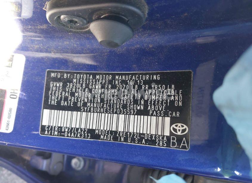 Photo 9 of 2014 Toyota Corolla S PREMIUM (VIN 5YFBURHE5EP035597)