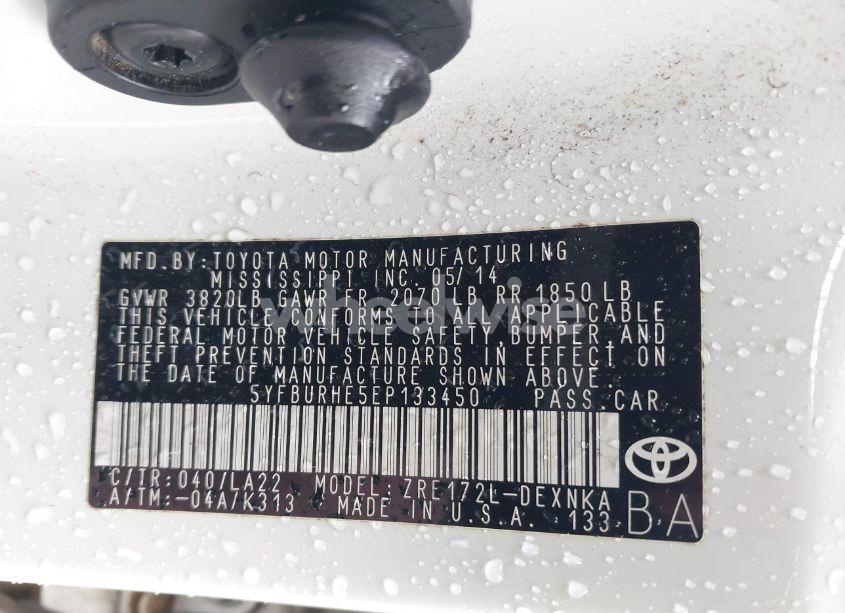 Photo 9 of 2014 Toyota Corolla LE PREMIUM (VIN 5YFBURHE5EP133450)