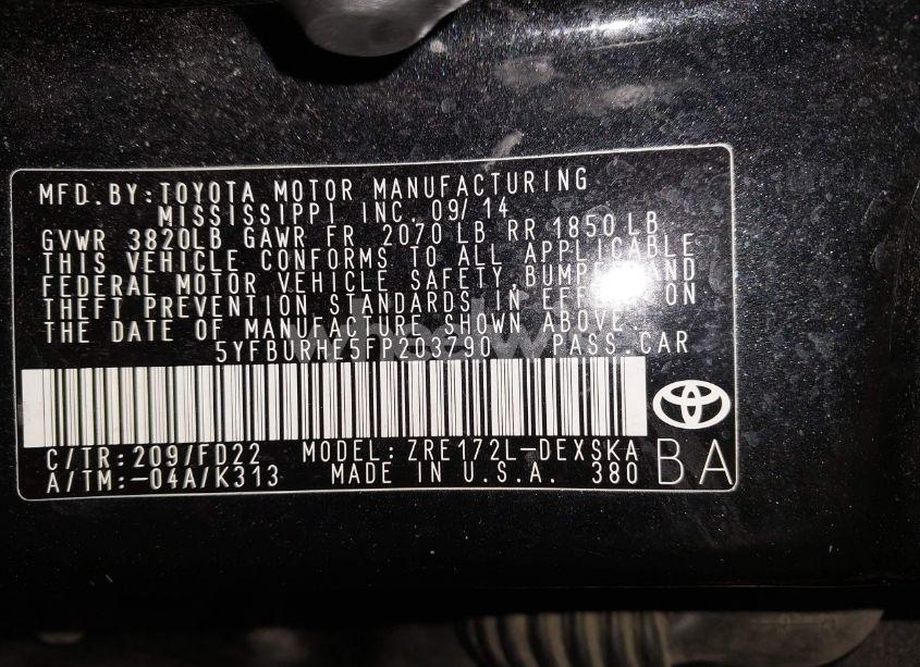 Photo 9 of 2015 Toyota Corolla S (VIN 5YFBURHE5FP203790)