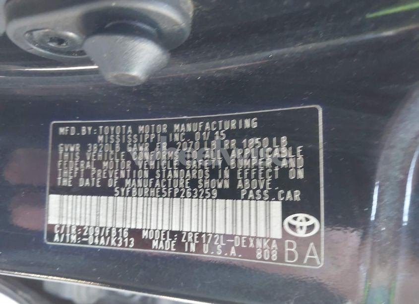 Photo 9 of 2015 Toyota Corolla LE (VIN 5YFBURHE5FP263259)