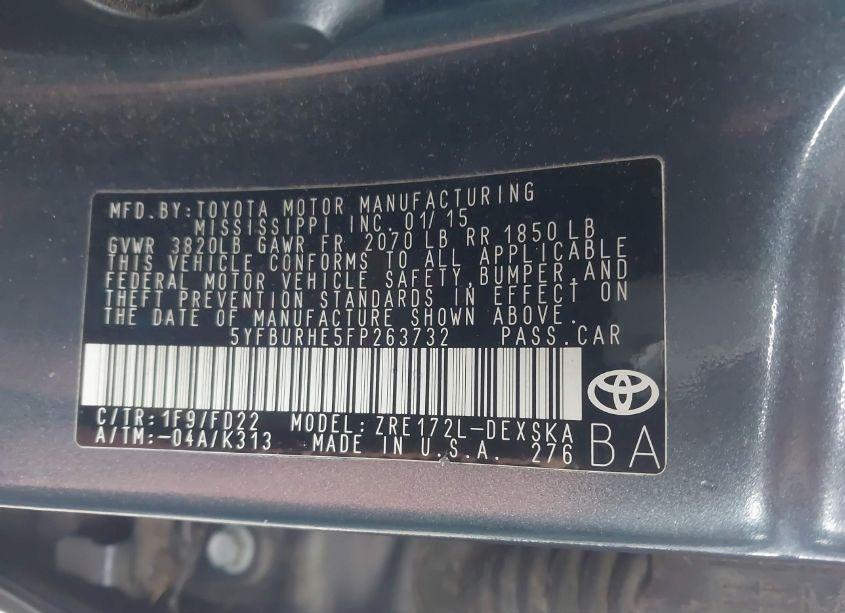 Photo 9 of 2015 Toyota Corolla S (VIN 5YFBURHE5FP263732)