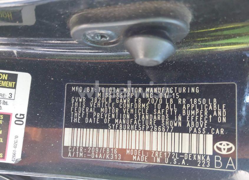 Photo 9 of 2015 Toyota Corolla LE (VIN 5YFBURHE5FP266677)