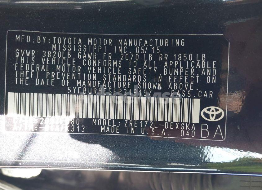 Photo 9 of 2015 Toyota Corolla S PLUS (VIN 5YFBURHE5FP319197)