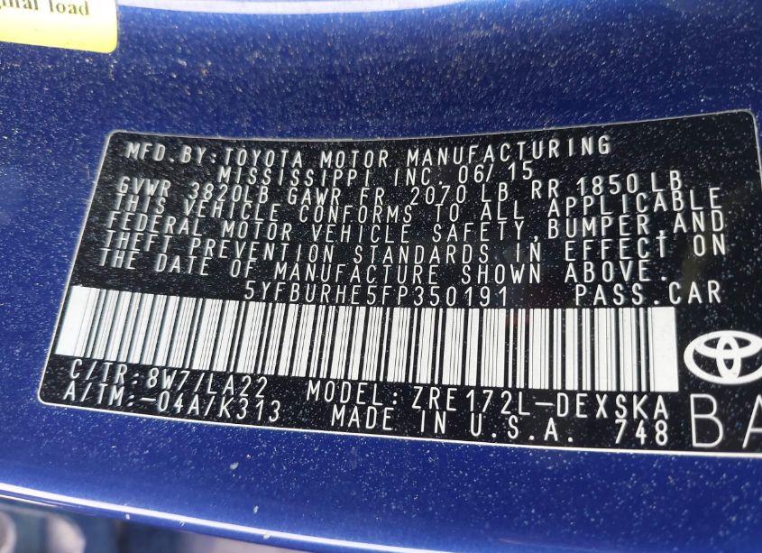 Photo 9 of 2015 Toyota Corolla S PREMIUM (VIN 5YFBURHE5FP350191)