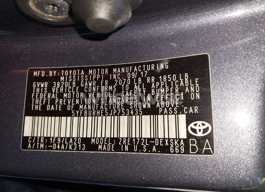 Photo 9 of 2018 Toyota Corolla XSE (VIN 5YFBURHE5JP753435)