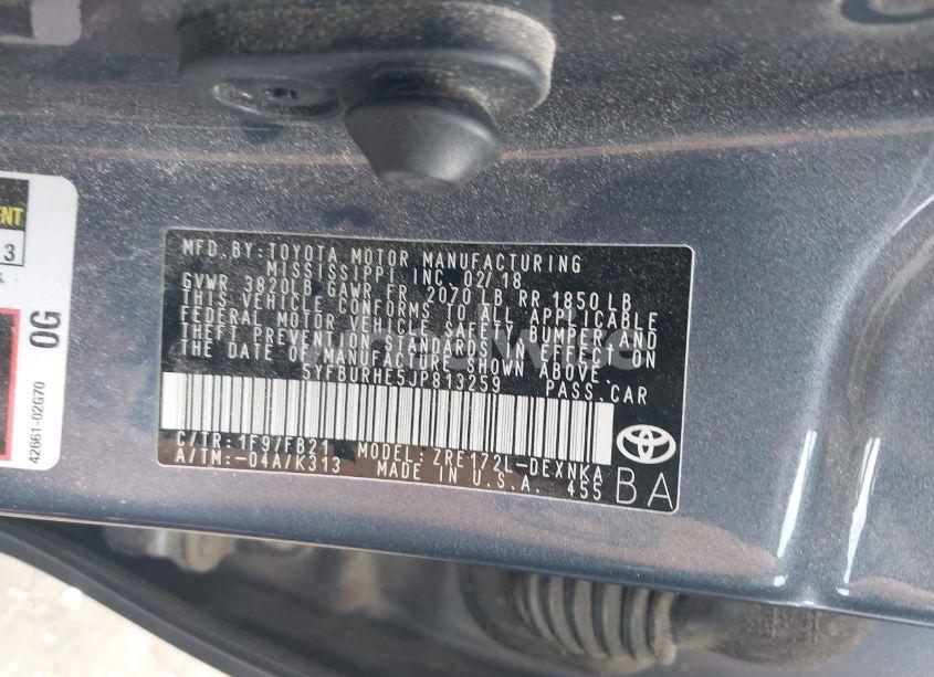 Photo 9 of 2018 Toyota Corolla LE (VIN 5YFBURHE5JP813259)