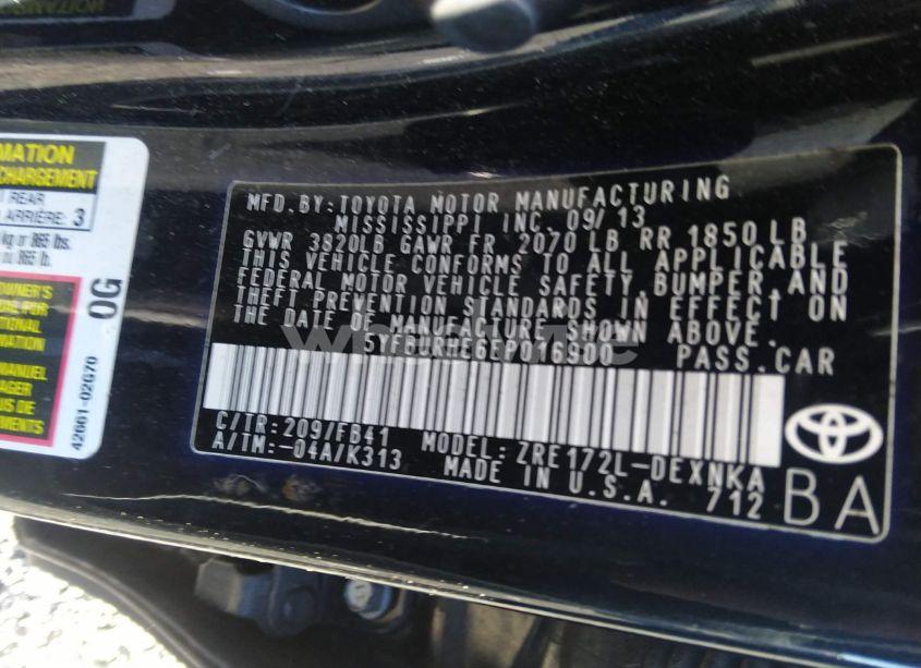 Photo 9 of 2014 Toyota Corolla LE PLUS (VIN 5YFBURHE6EP016900)