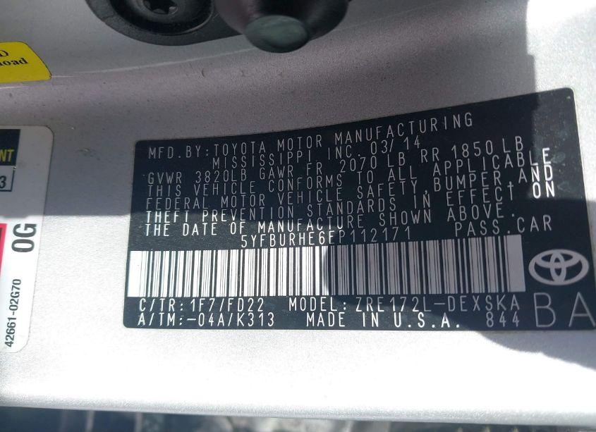 Photo 9 of 2014 Toyota Corolla S (VIN 5YFBURHE6EP112171)