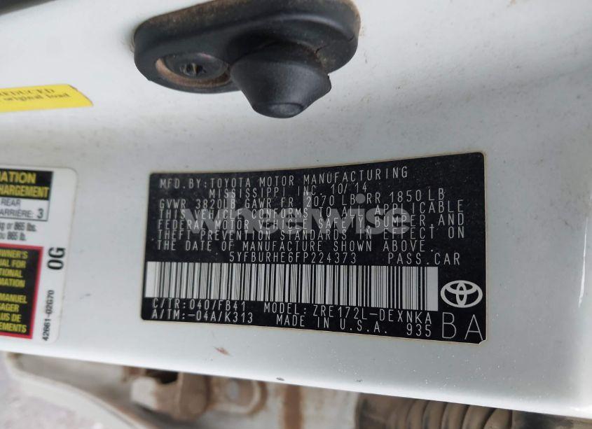 Photo 9 of 2015 Toyota Corolla LE PLUS (VIN 5YFBURHE6FP224373)