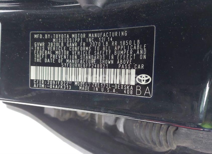 Photo 9 of 2015 Toyota Corolla S PLUS (VIN 5YFBURHE6FP248821)