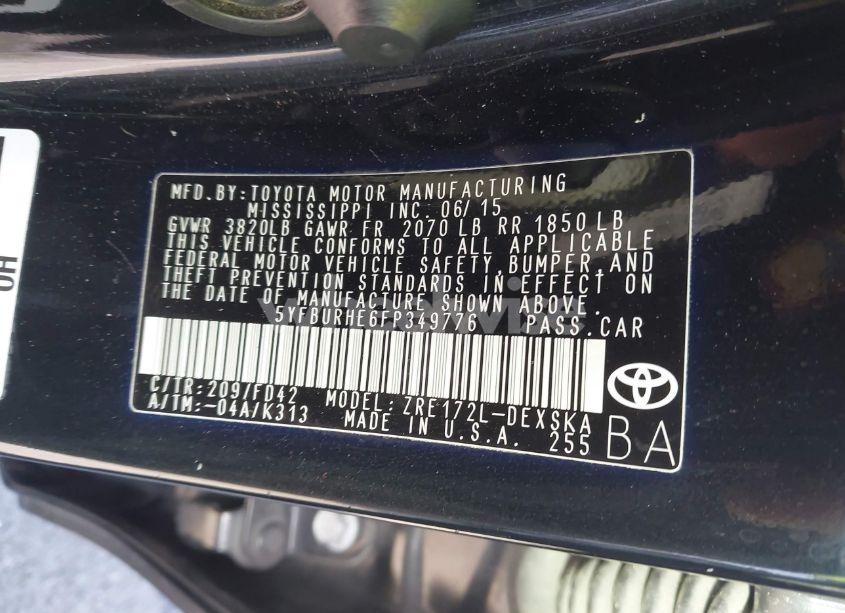 Photo 9 of 2015 Toyota Corolla S PLUS (VIN 5YFBURHE6FP349776)