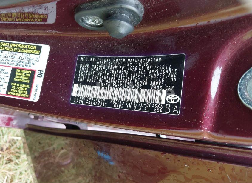 Photo 9 of 2017 Toyota Corolla SE SPECIAL EDITION (VIN 5YFBURHE6HP613095)