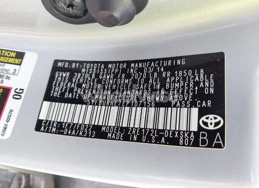 Photo 9 of 2014 Toyota Corolla S (VIN 5YFBURHE7EP107156)