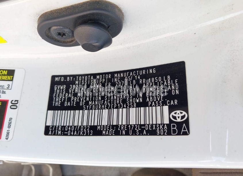 Photo 9 of 2014 Toyota Corolla S (VIN 5YFBURHE7EP134258)