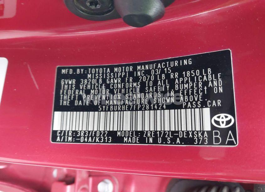 Photo 9 of 2015 Toyota Corolla S PLUS (VIN 5YFBURHE7FP281424)