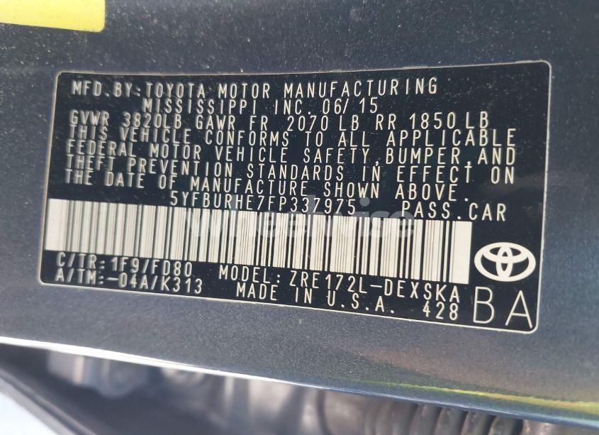 Photo 9 of 2015 Toyota Corolla S PLUS (VIN 5YFBURHE7FP337975)