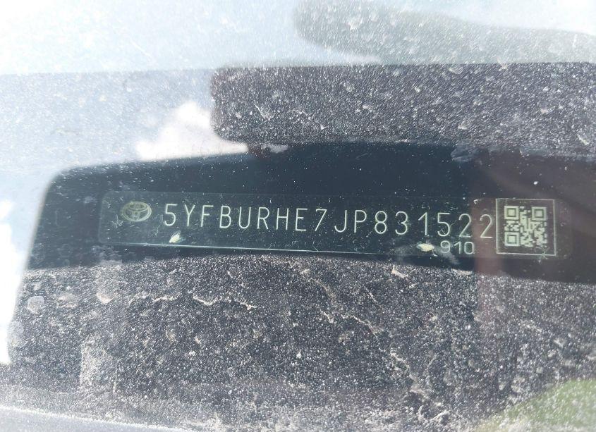 Photo 9 of 2018 Toyota Corolla LE (VIN 5YFBURHE7JP831522)