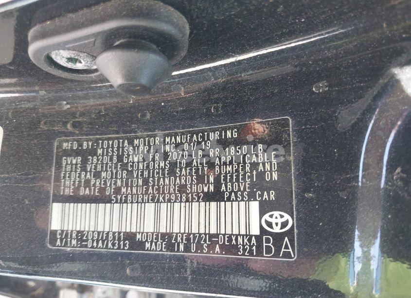 Photo 9 of 2019 Toyota Corolla LE (VIN 5YFBURHE7KP938152)