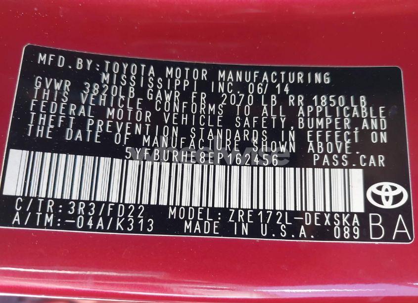 Photo 9 of 2014 Toyota Corolla S PLUS (VIN 5YFBURHE8EP162456)