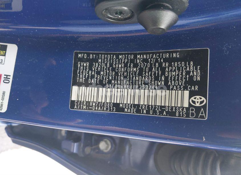 Photo 9 of 2015 Toyota Corolla S PLUS (VIN 5YFBURHE8FP253244)