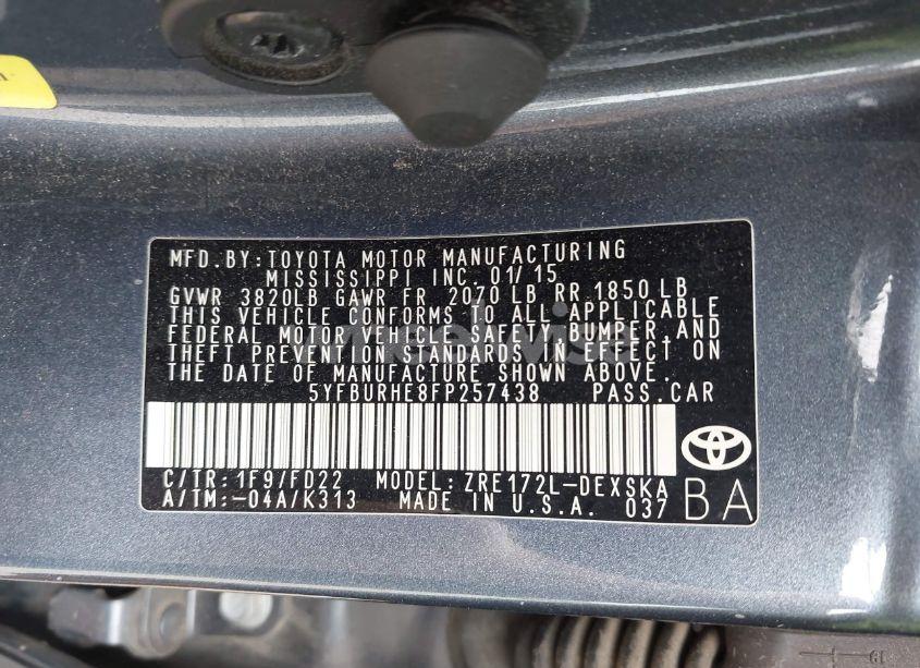 Photo 9 of 2015 Toyota Corolla S (VIN 5YFBURHE8FP257438)