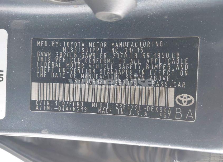 Photo 9 of 2015 Toyota Corolla S PLUS (VIN 5YFBURHE8FP262915)