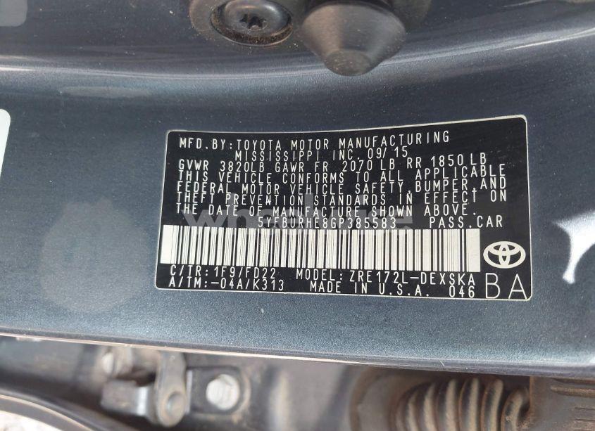 Photo 9 of 2016 Toyota Corolla S (VIN 5YFBURHE8GP385583)