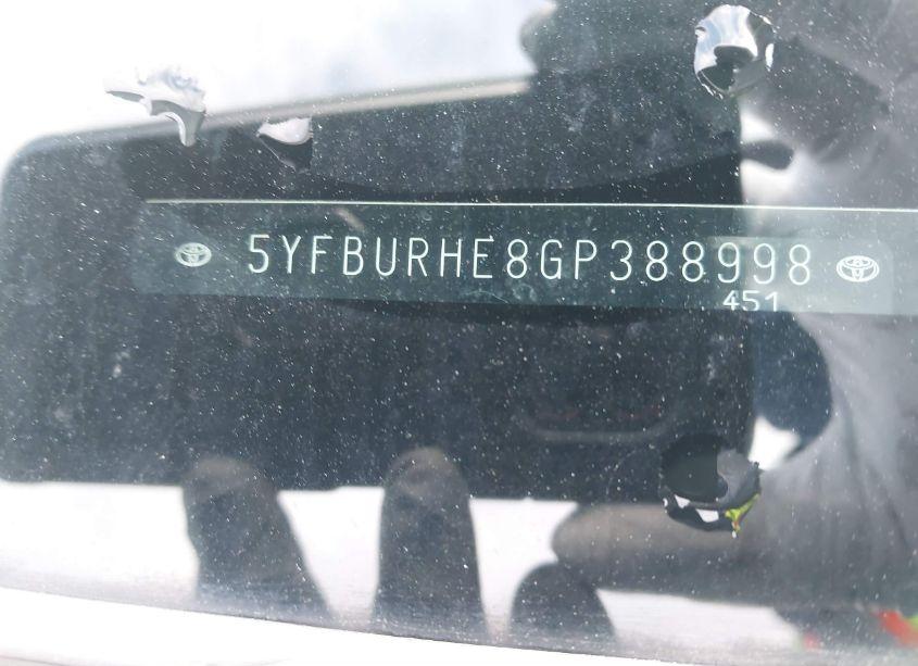 Photo 9 of 2016 Toyota Corolla S PREMIUM (VIN 5YFBURHE8GP388998)