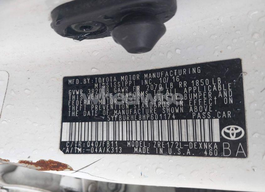 Photo 9 of 2017 Toyota Corolla LE (VIN 5YFBURHE8HP601174)