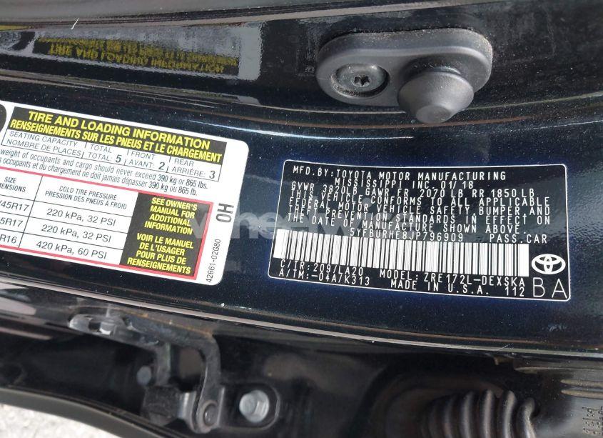 Photo 9 of 2018 Toyota Corolla XSE (VIN 5YFBURHE8JP796909)