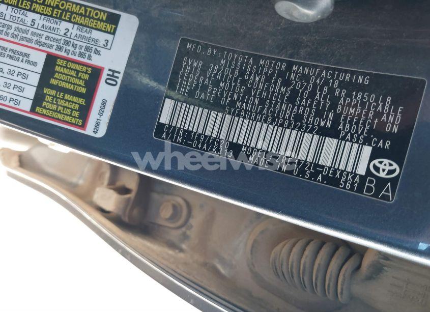 Photo 9 of 2018 Toyota Corolla SE (VIN 5YFBURHE8JP832372)