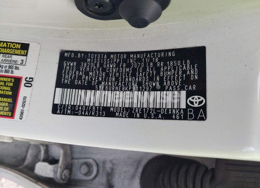 Photo 9 of 2019 Toyota Corolla LE (VIN 5YFBURHE8KP911297)